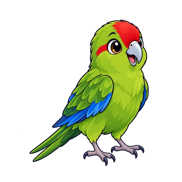 Ilustração de Kakariki-de-fronte-vermelha